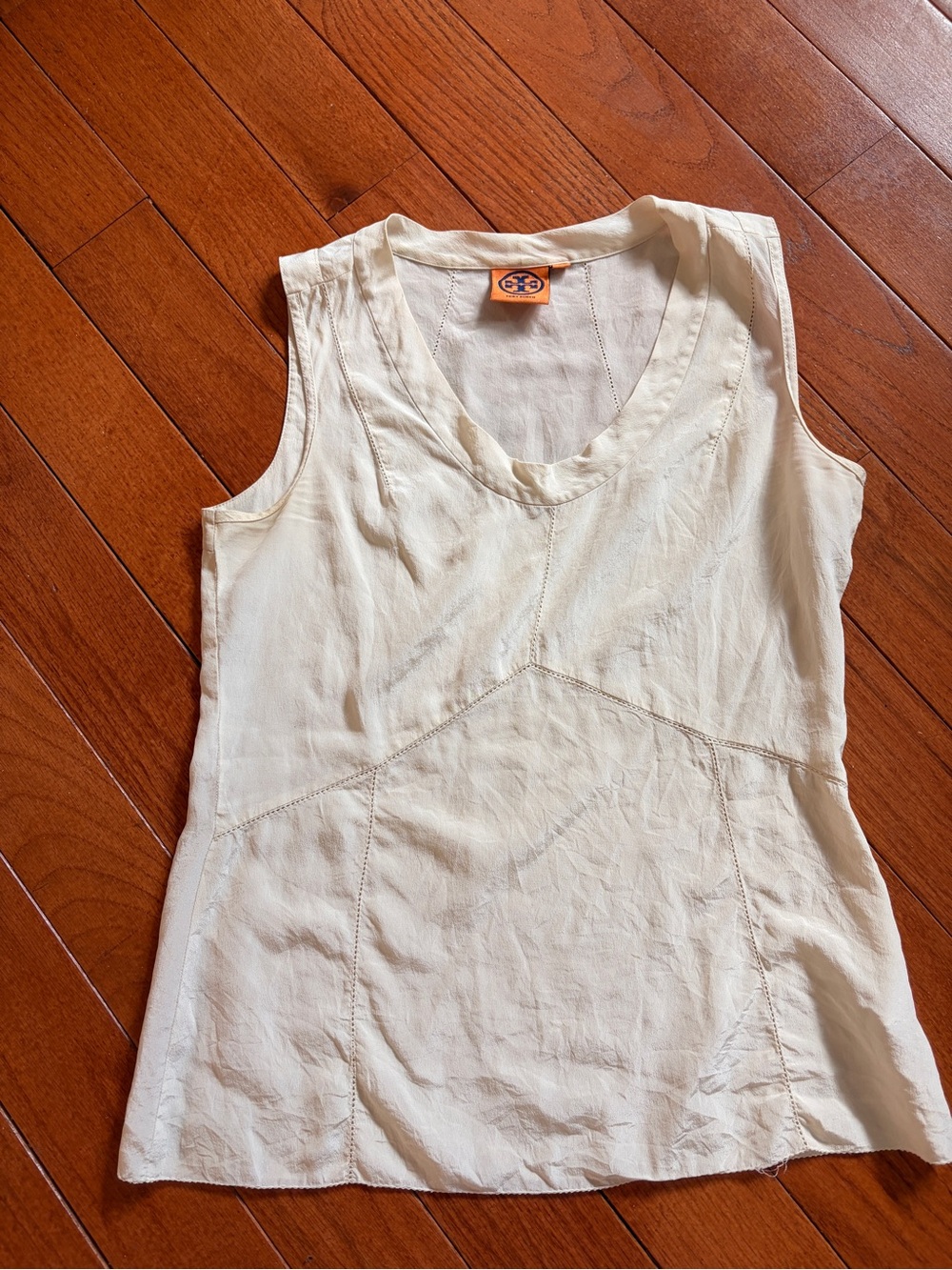 Tory Burch Cream V-Neck Panelled Sleeveless Tank